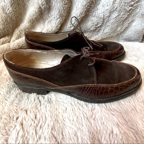 Vtg 1990’s Talbot Suede Crocodile Leather Flats - Picture 1 of 7